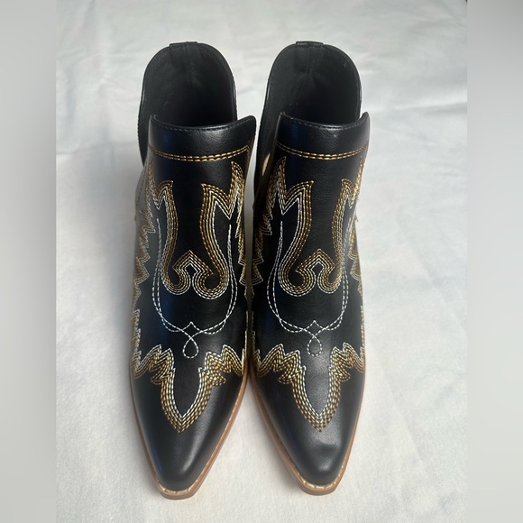 SHEIN Black and Gold Embroidered Ankle Boots size 6 - Picture 7 of 7